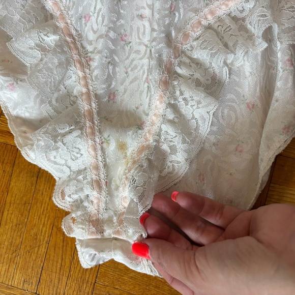 vintage bodysuit lace and pink ribbon 80s - Picture 6 of 7